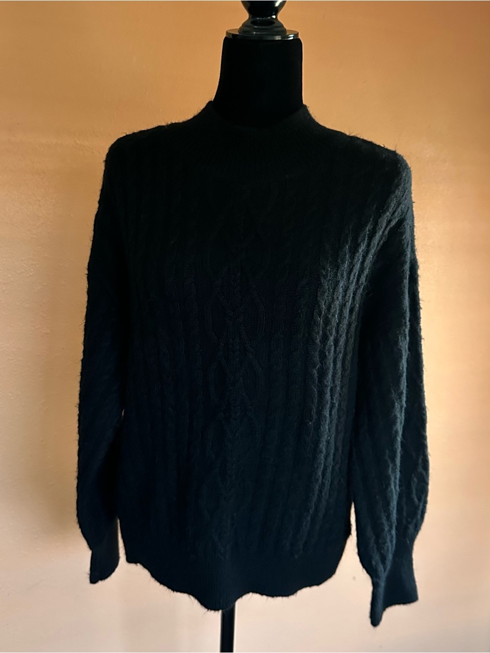 Women’s Black Mock Neck Knit Pullover Sweater
